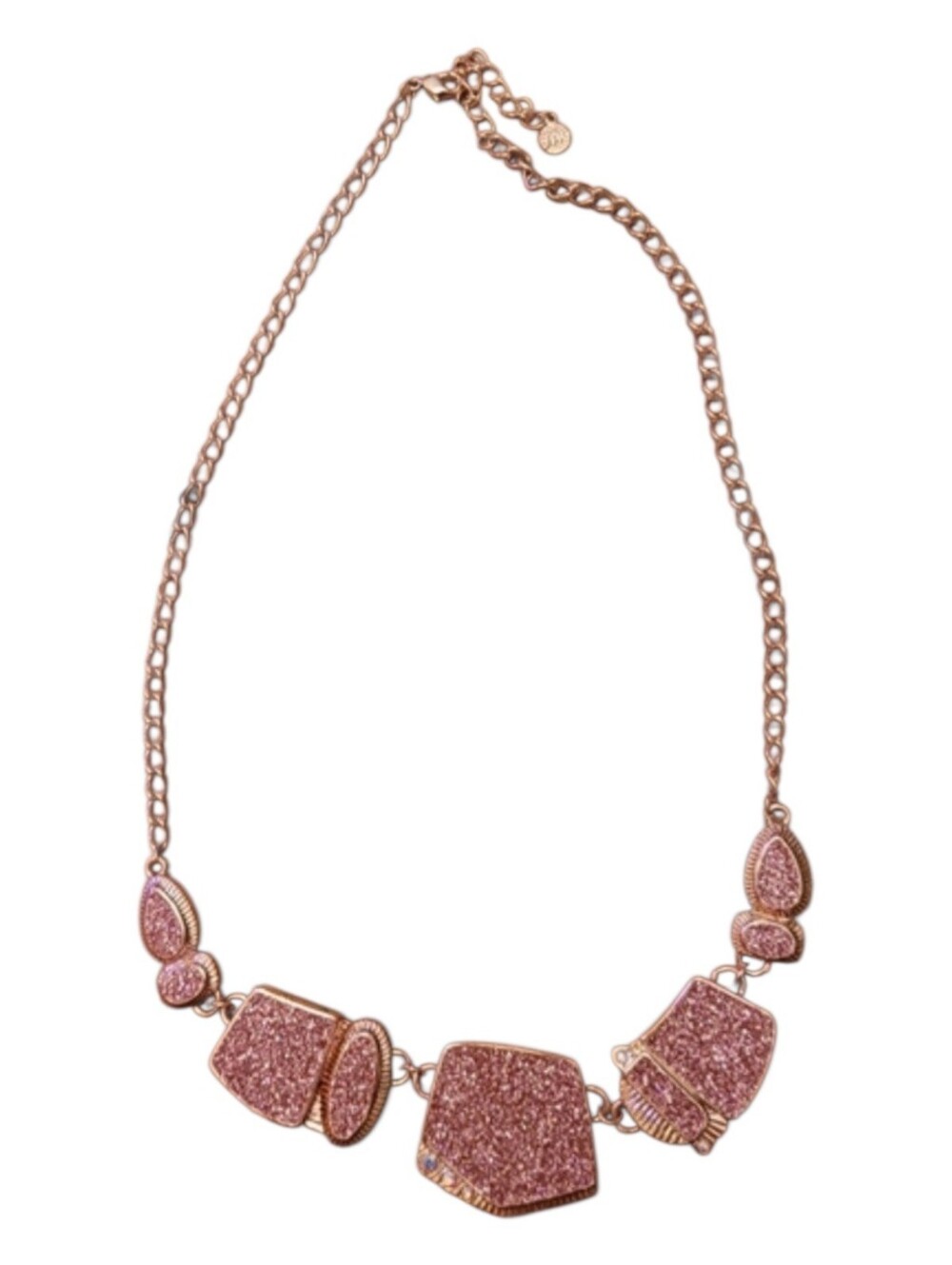 "Stardust" Rose Gold Pink Druzy Glitter Statement Necklace